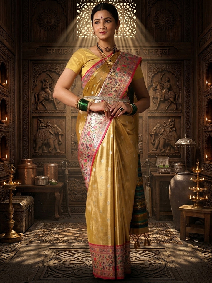 Gold Woven Design Viscoris Saree