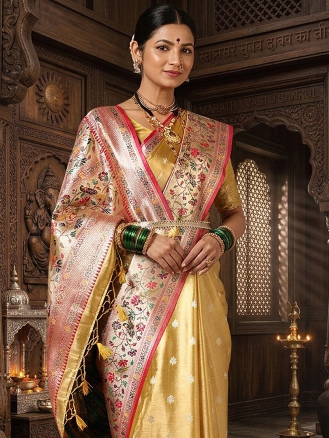 Gold Woven Design Viscoris Saree