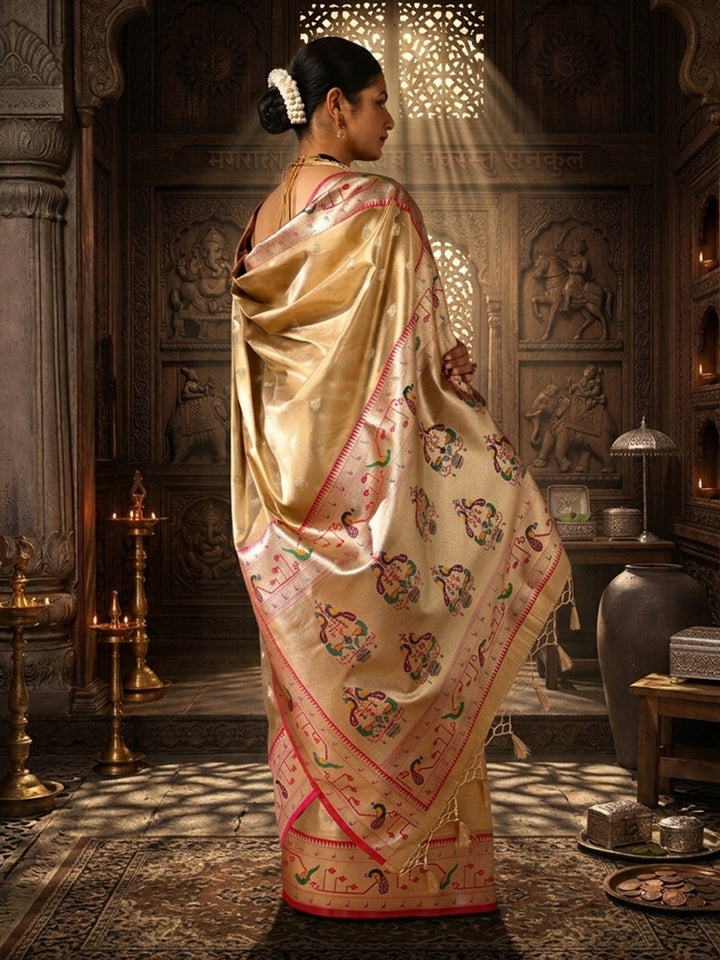 Off White Woven Design Viscoris Saree