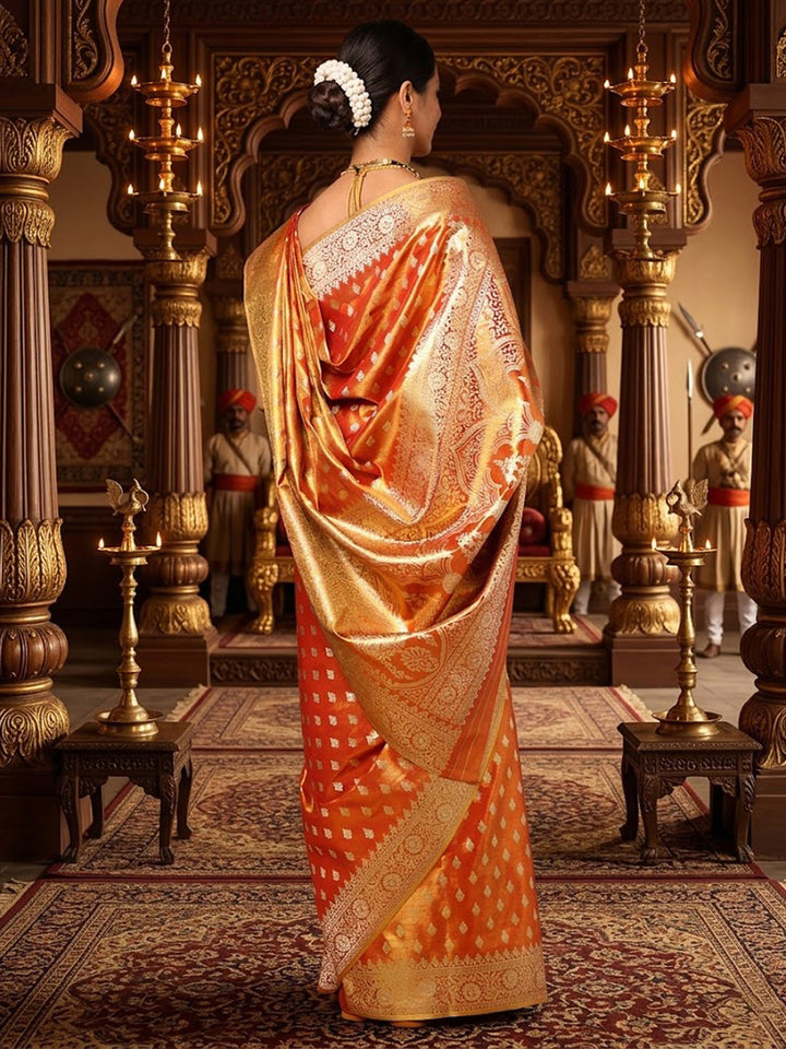 Orange Woven Design Viscoris Saree