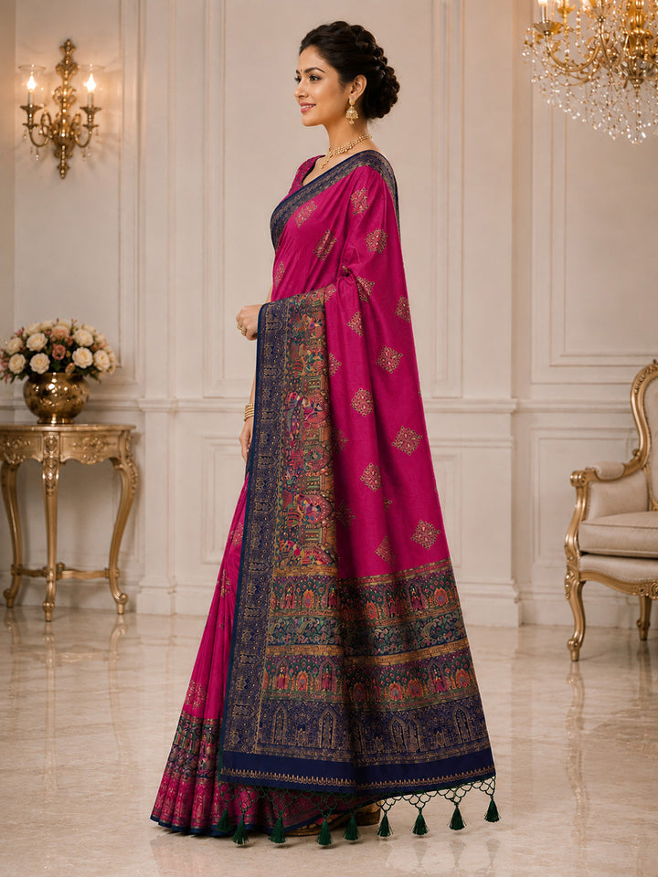Rani Embroidered Art Silk Saree