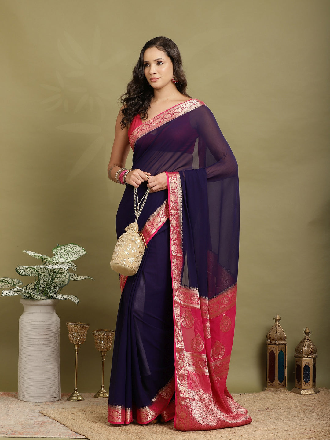 Plain Georgette Saree