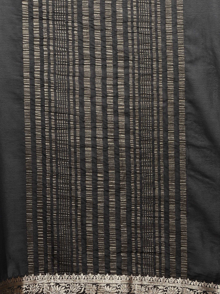 Black Zari Work Chiffon Saree