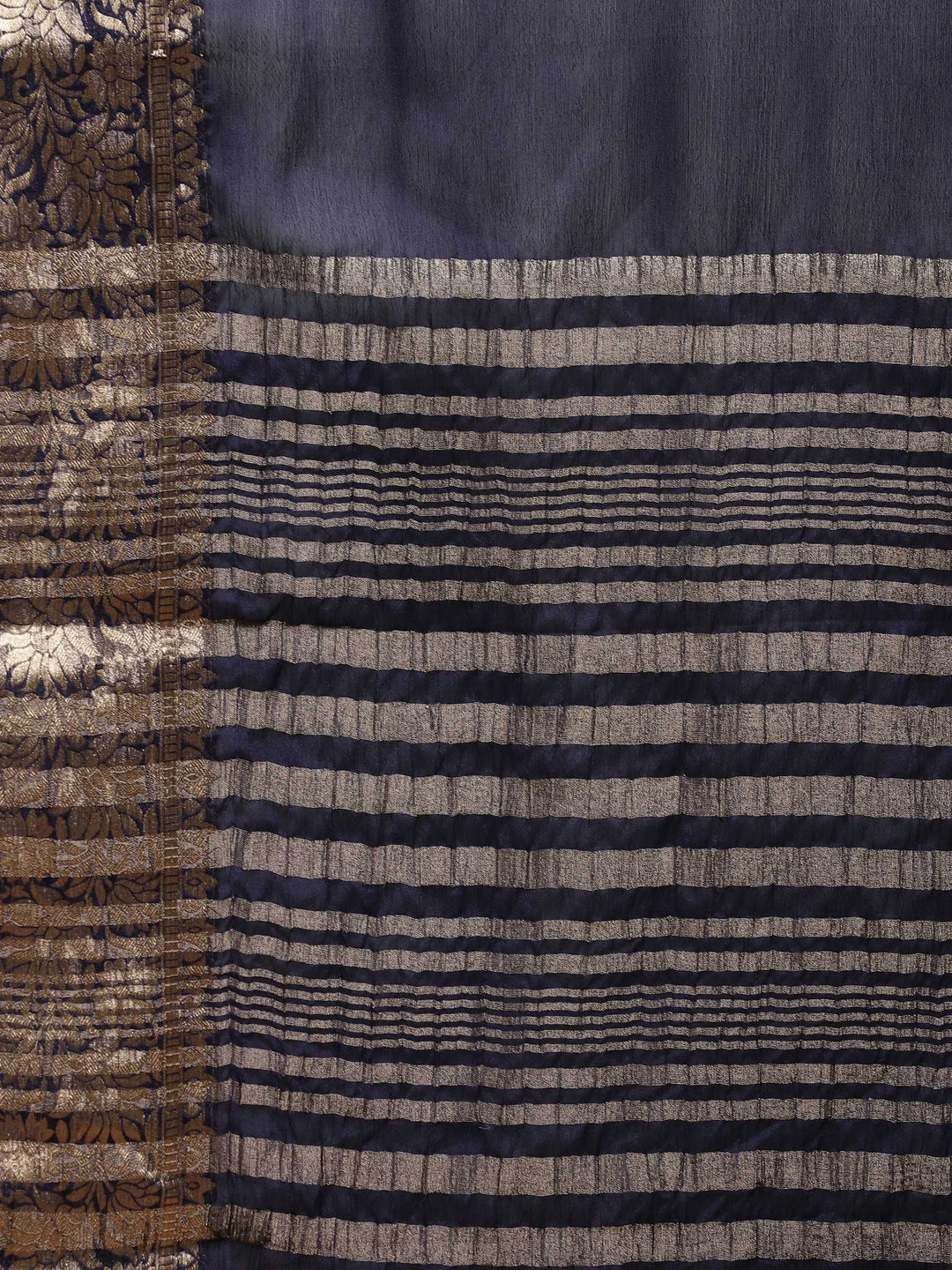 Navy Blue Zari Work Chiffon Saree
