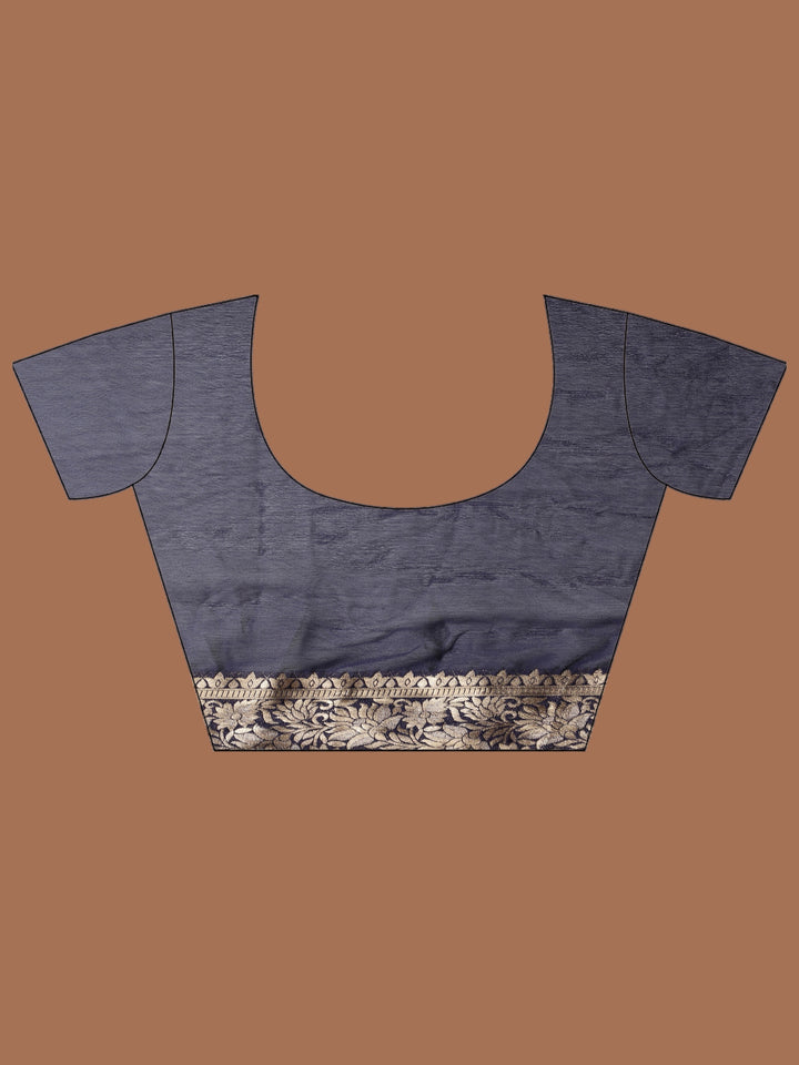Navy Blue Zari Work Chiffon Saree