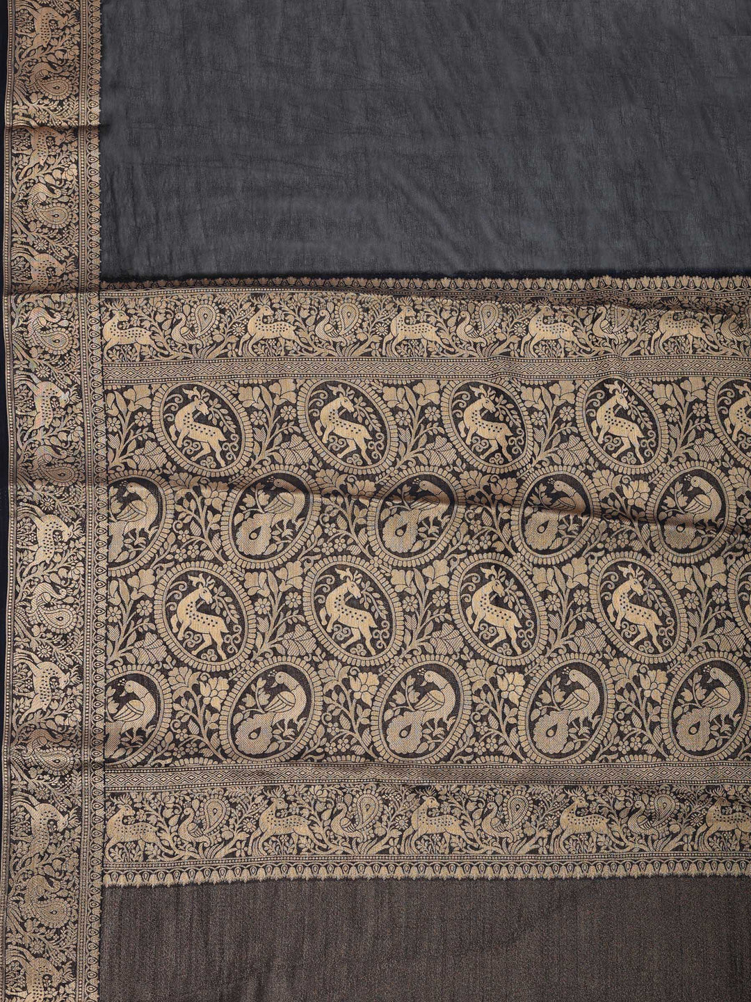 Black Plain Chiffon Saree