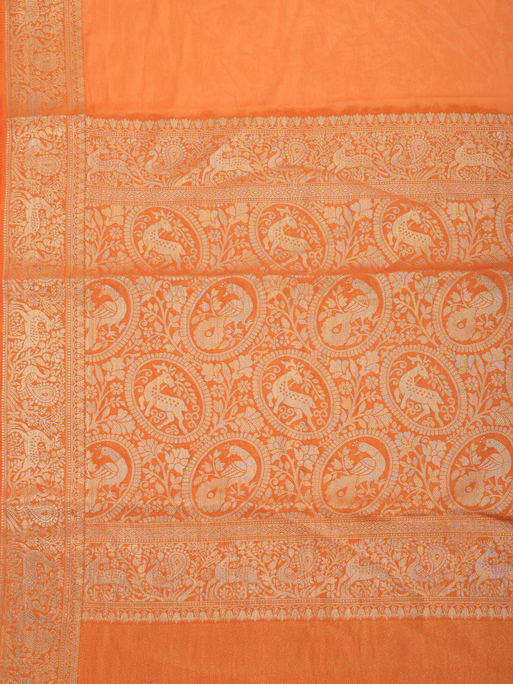 Mustard Plain Chiffon Saree