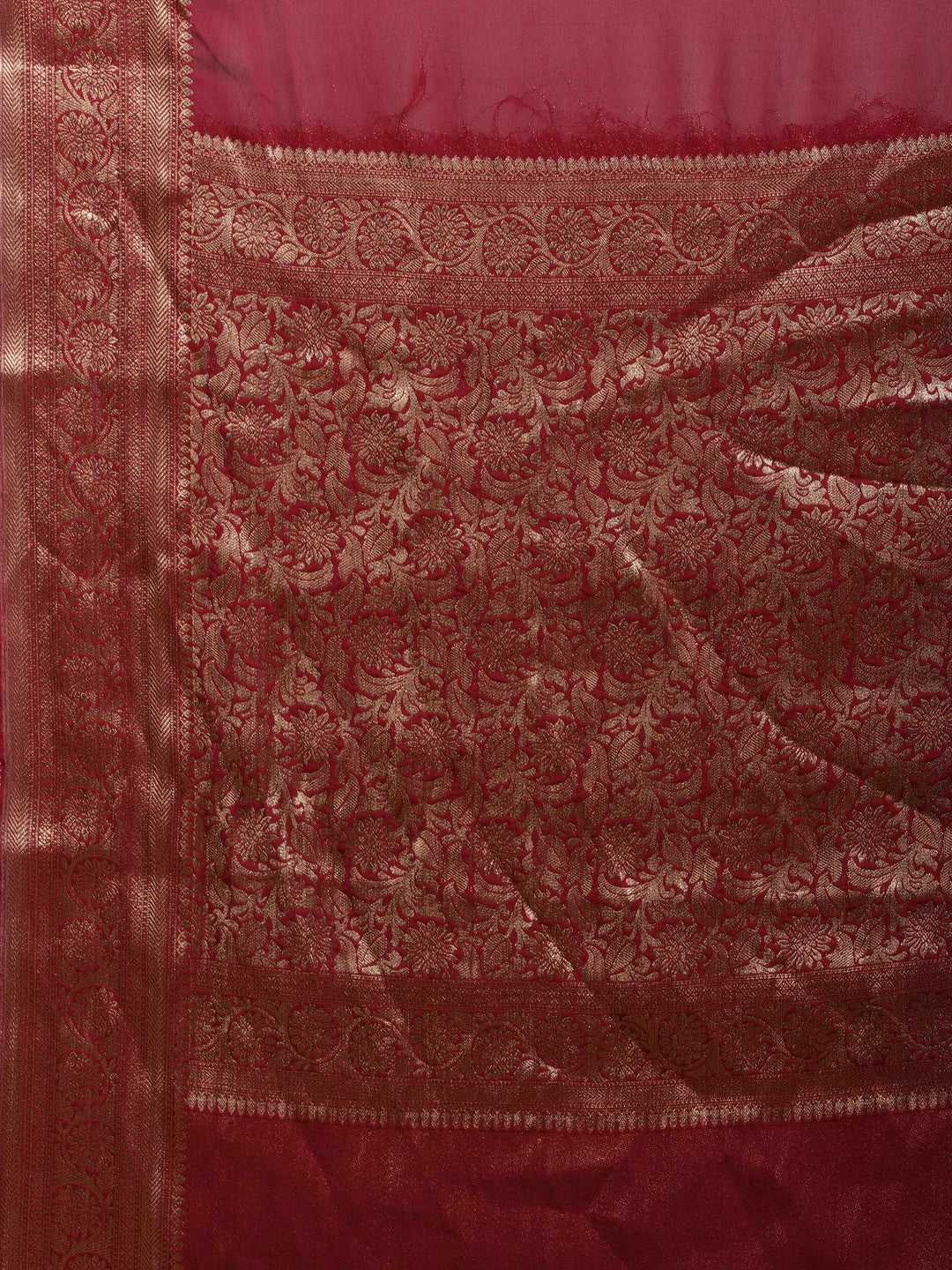 Magenta Zari Work Chiffon Saree