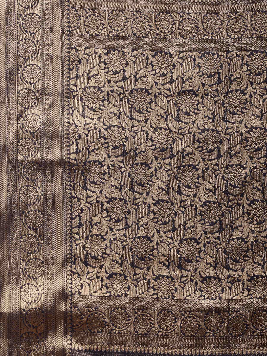 Navy Blue Zari Work Chiffon Saree