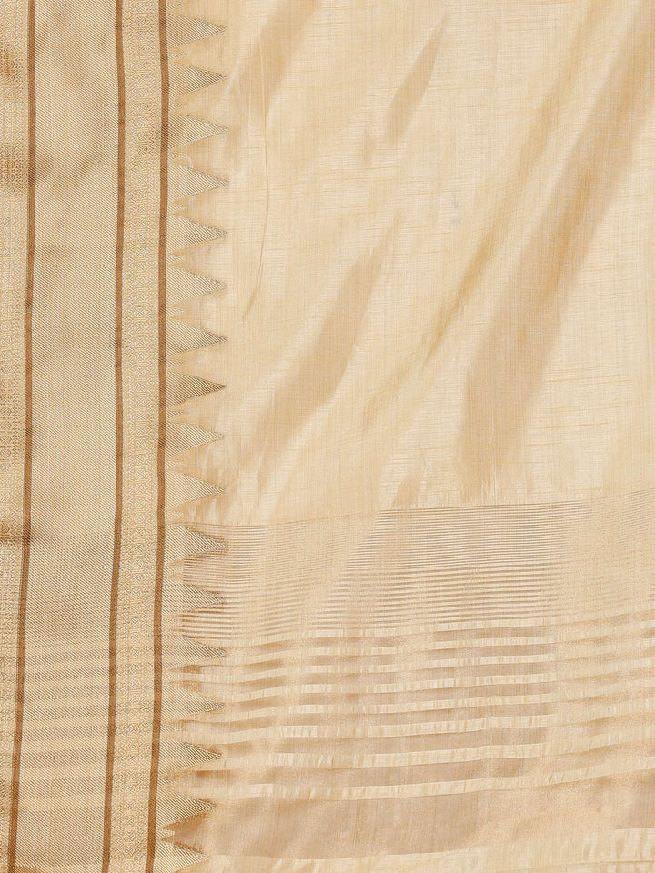 Beige Woven Design Art Silk Saree