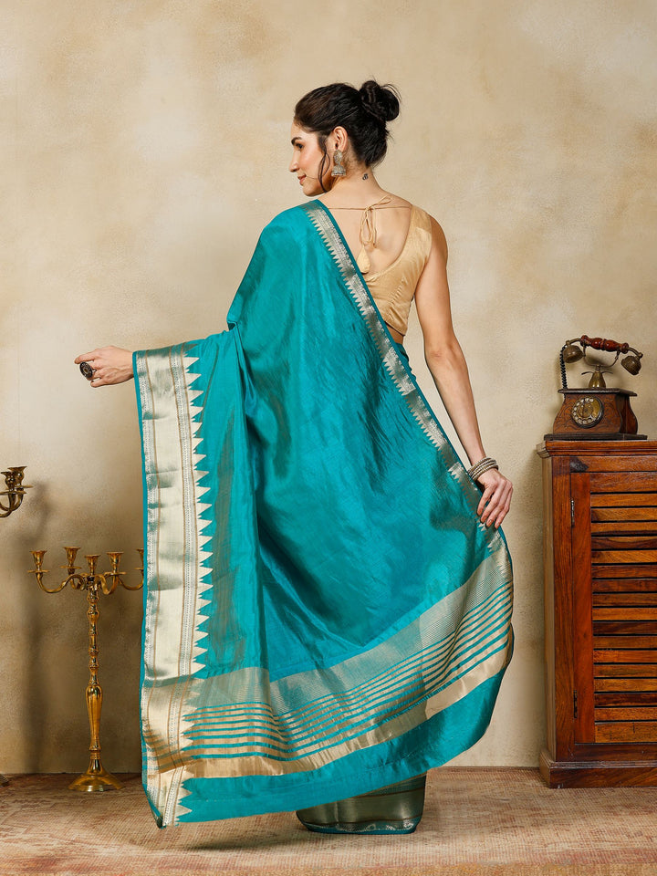 Lake Blue Woven Design Art Silk Saree