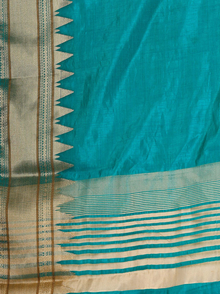 Lake Blue Woven Design Art Silk Saree