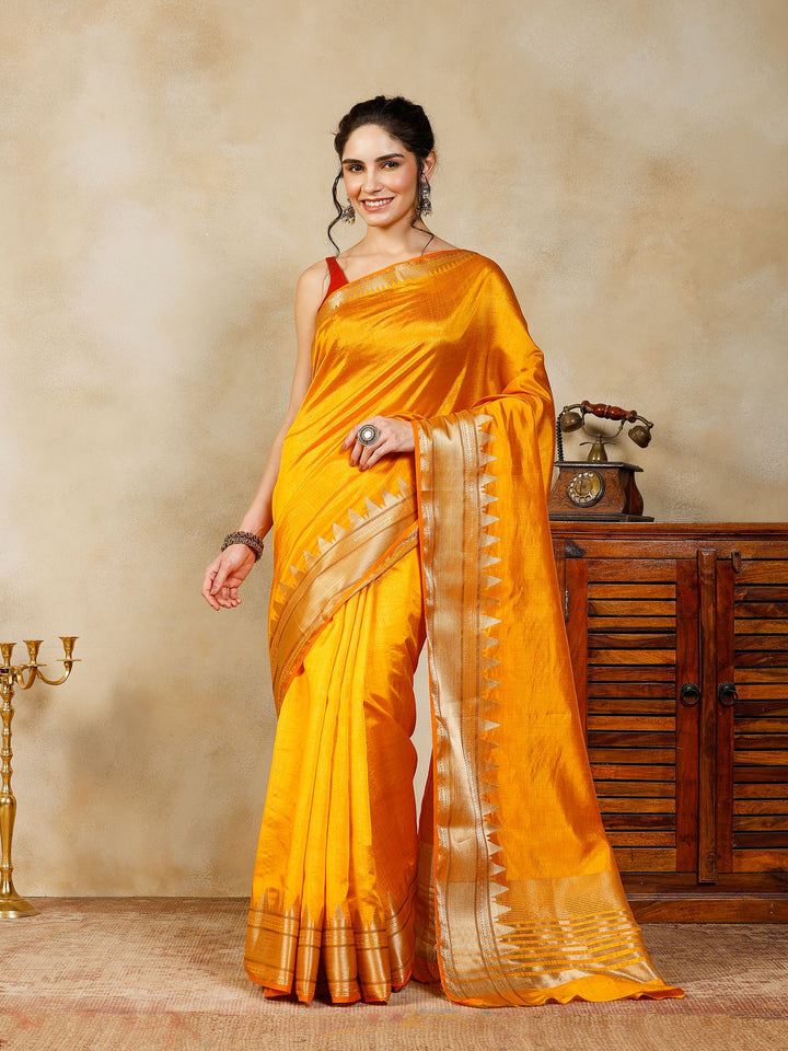 Mustard Woven Design Art Silk Saree