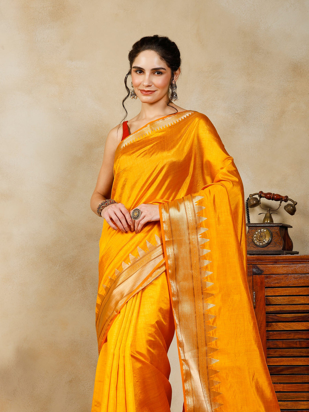 Mustard Woven Design Art Silk Saree