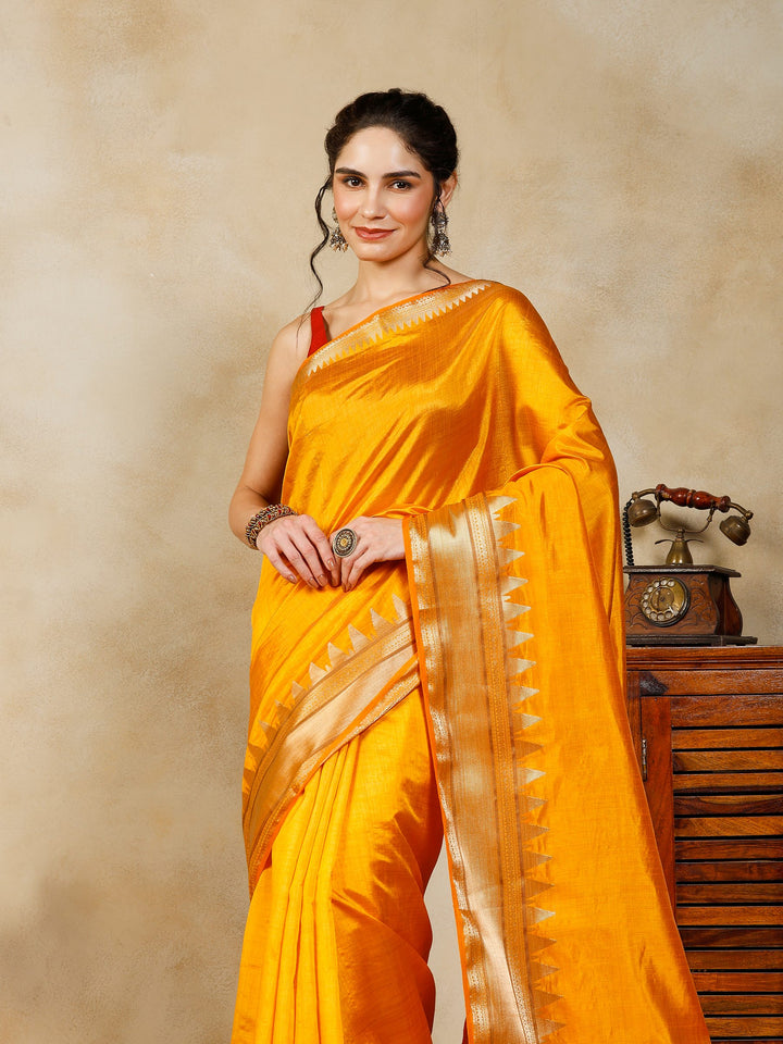 Mustard Woven Design Art Silk Saree