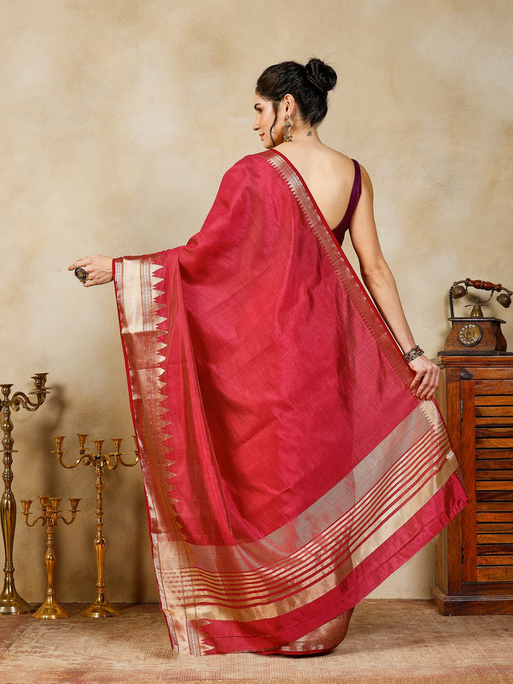 Wine Woven Design Art Silk Saree