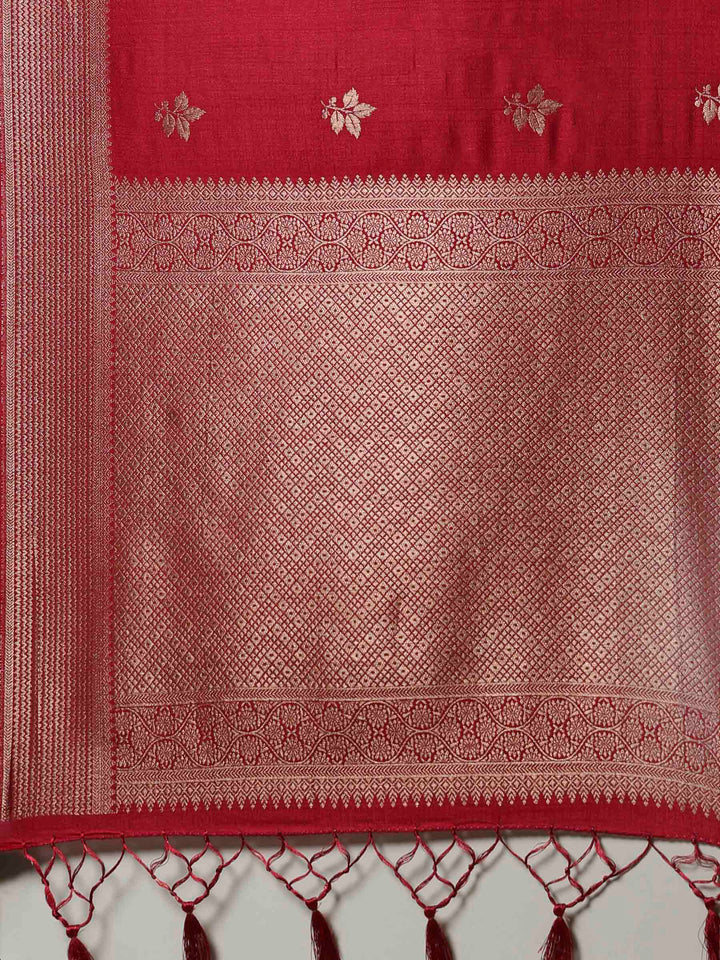 Hot Pink Woven Design Art Silk Saree