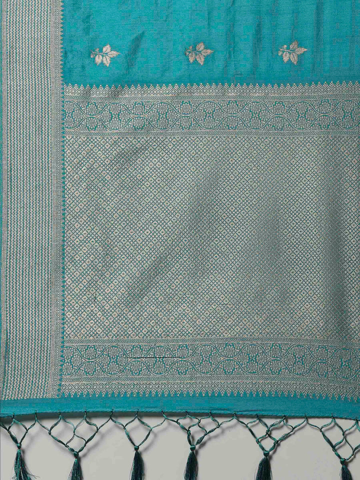 Lake Blue Woven Design Art Silk Saree