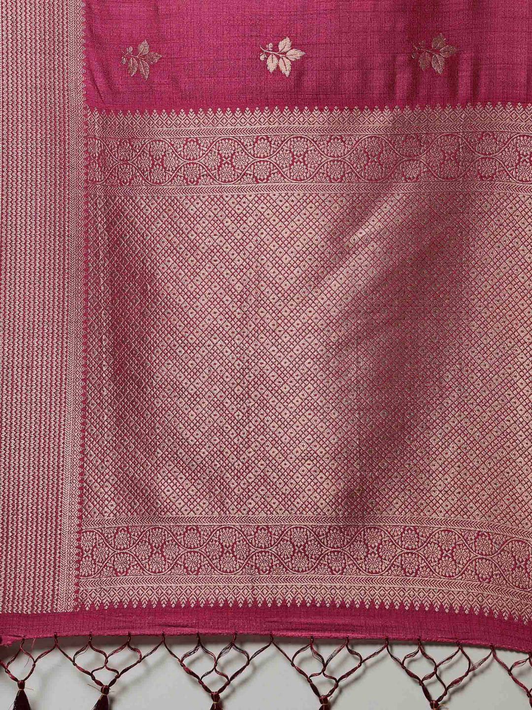 Magenta Woven Design Art Silk Saree