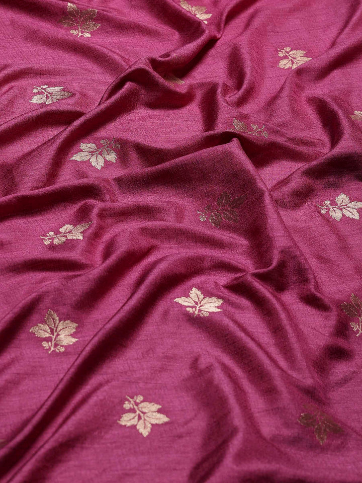 Magenta Woven Design Art Silk Saree