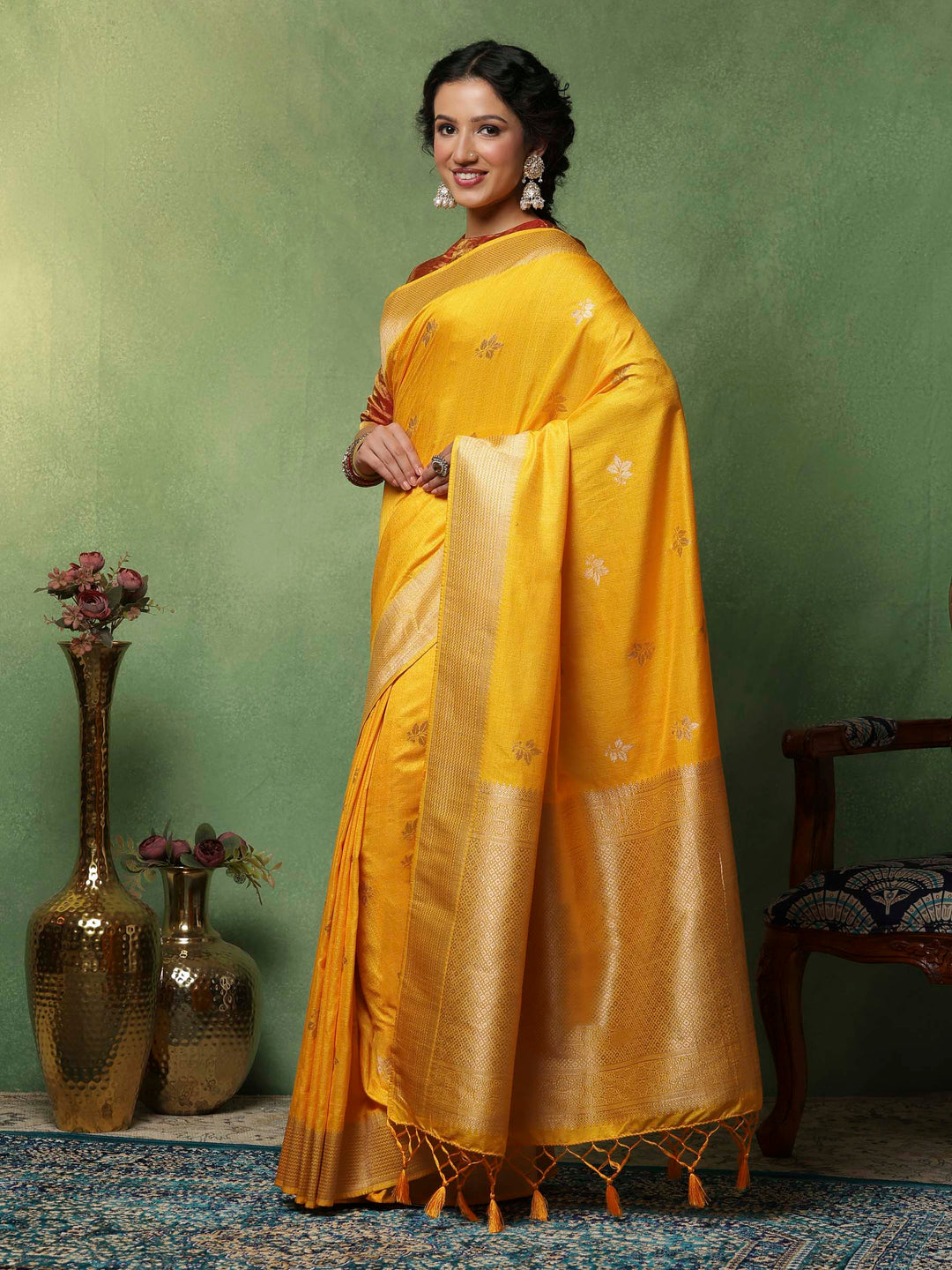 Mustard Woven Design Art Silk Saree