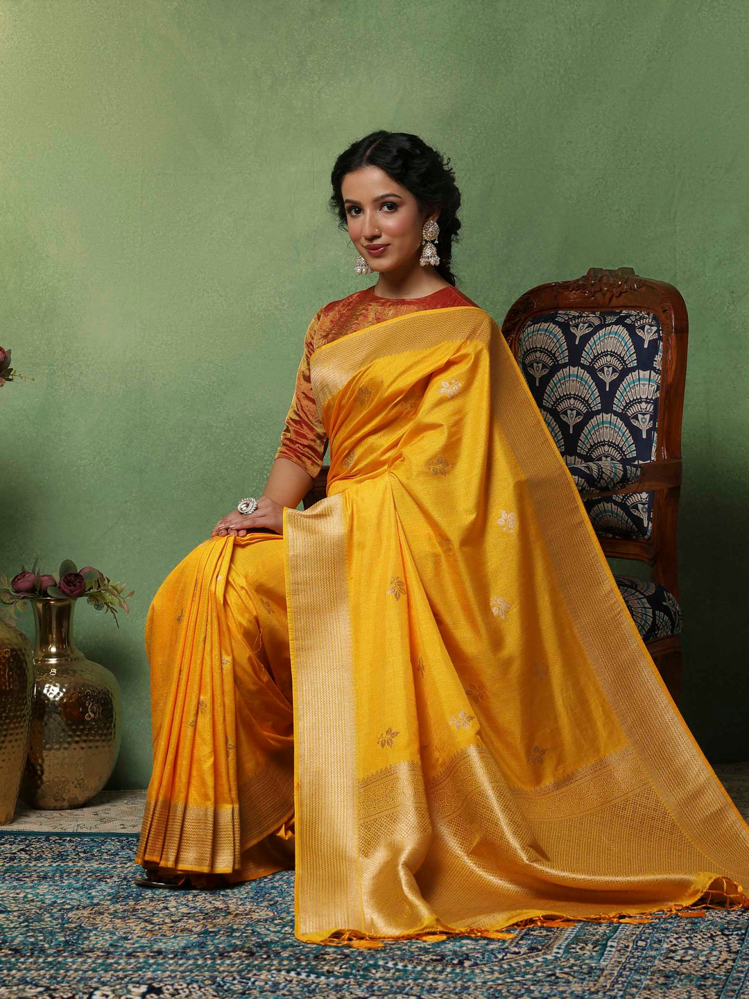 Mustard Woven Design Art Silk Saree