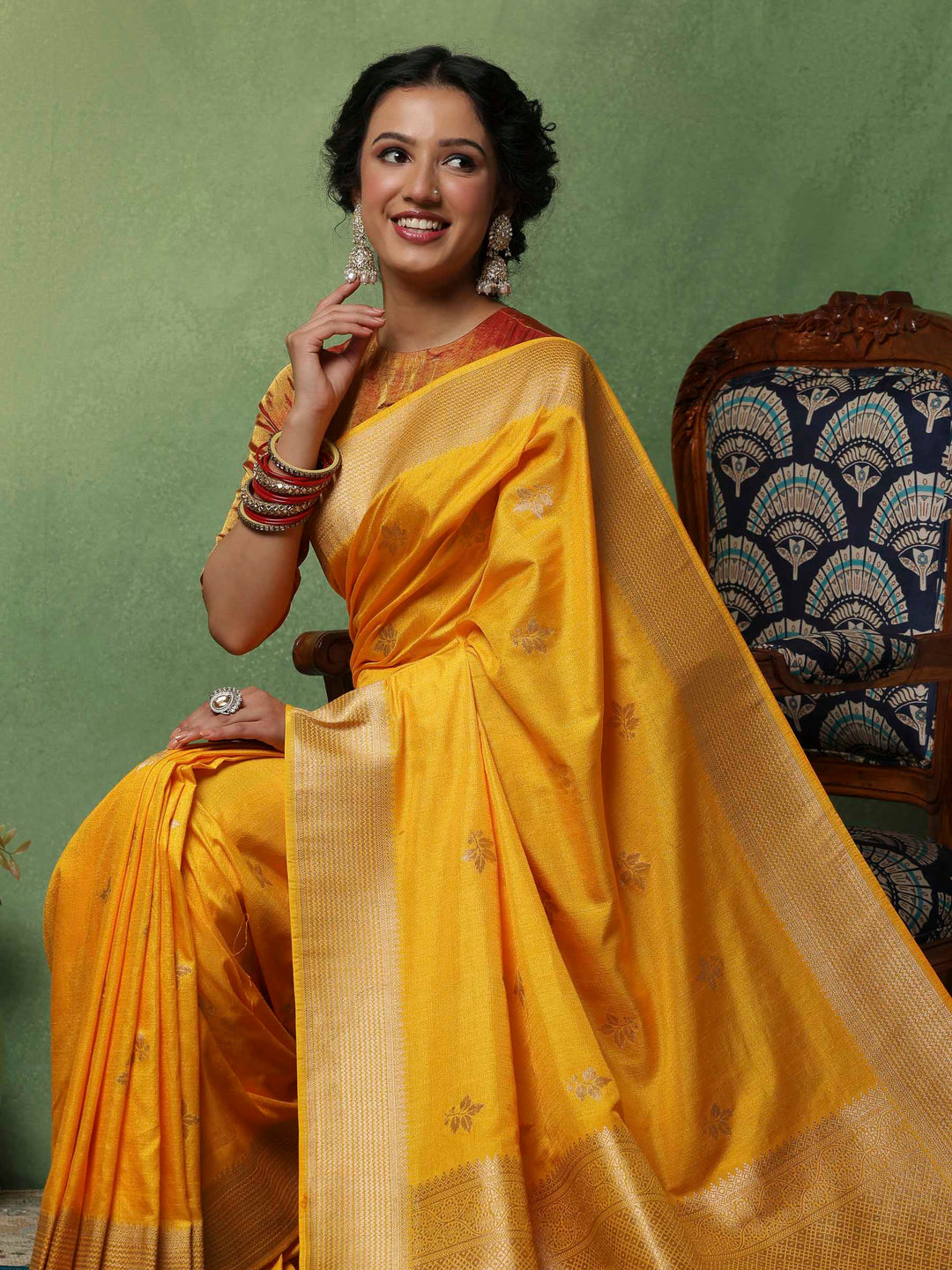 Mustard Woven Design Art Silk Saree