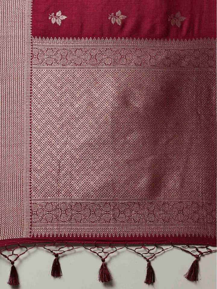 Wine Woven Design Art Silk Saree