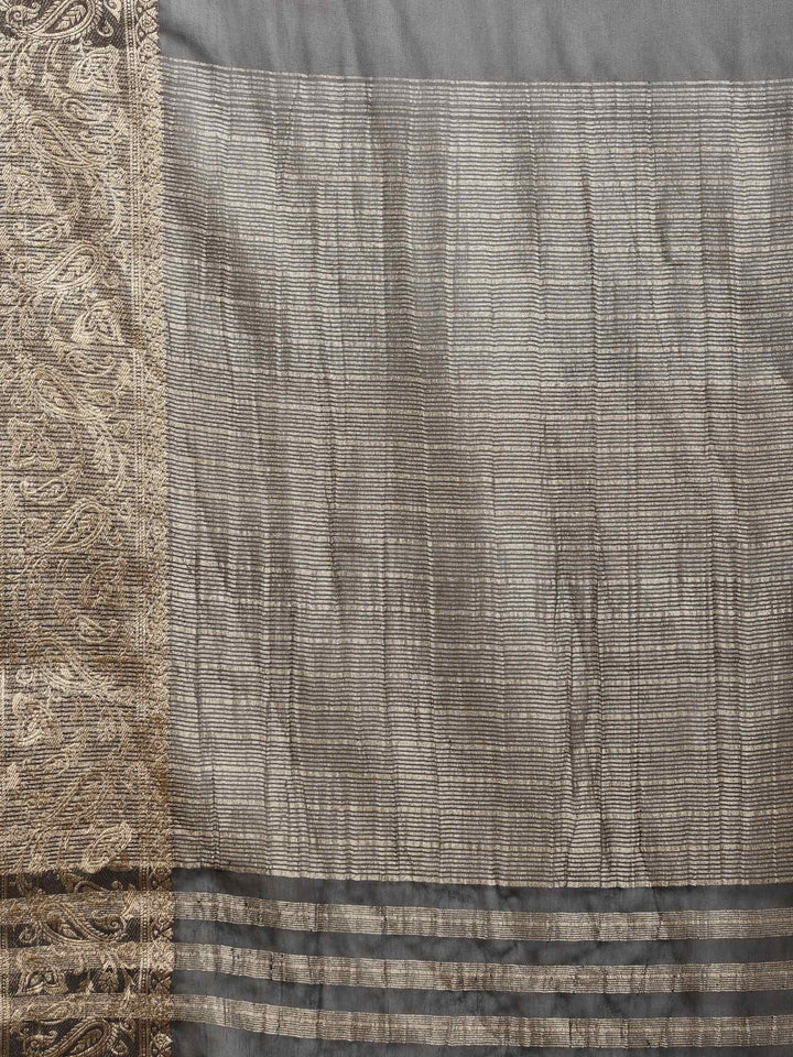 Black Zari Work Chiffon Saree