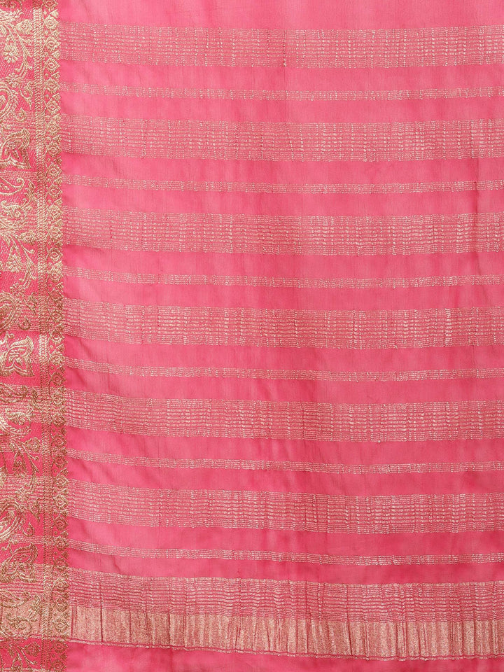 Rani Zari Work Chiffon Saree