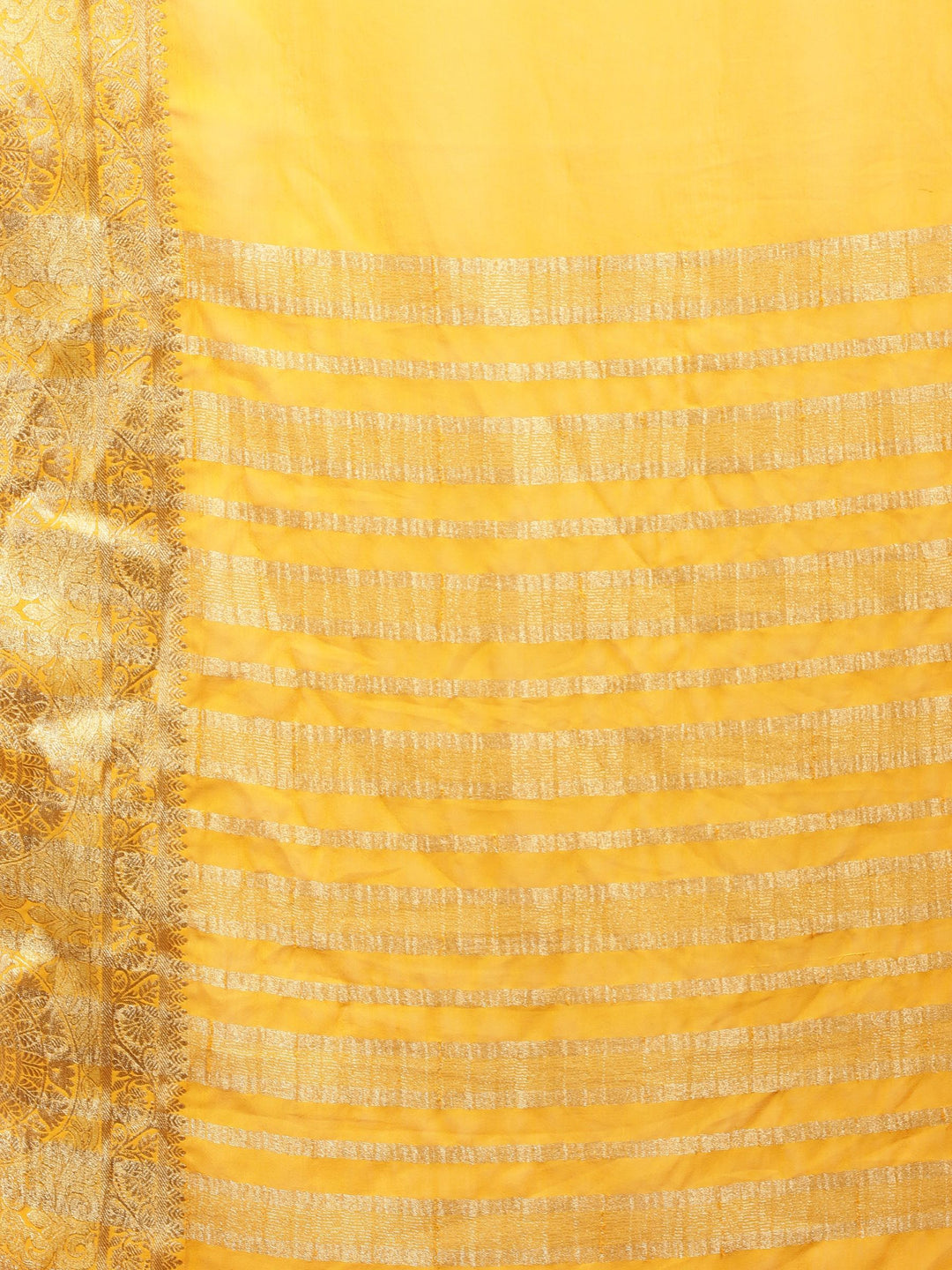Mustard Zari Work Chiffon Saree