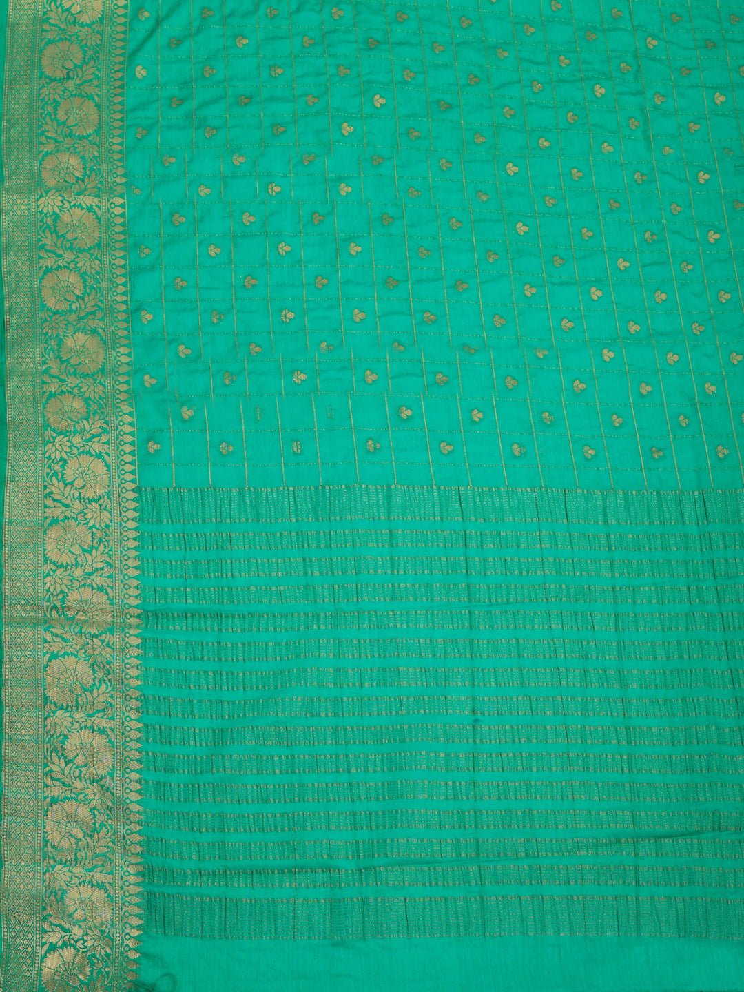 Green Zari Work Crepe Saree