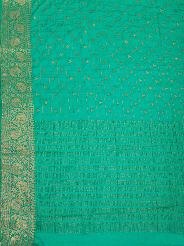 Green Zari Work Crepe Saree