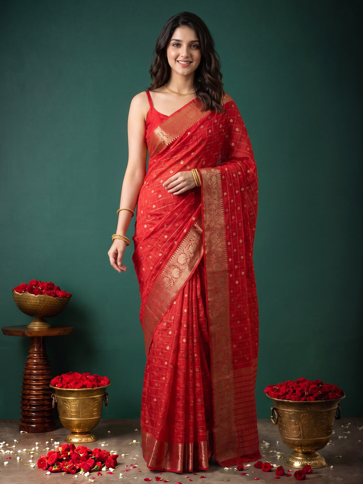 Rani Zari Work Crepe Saree