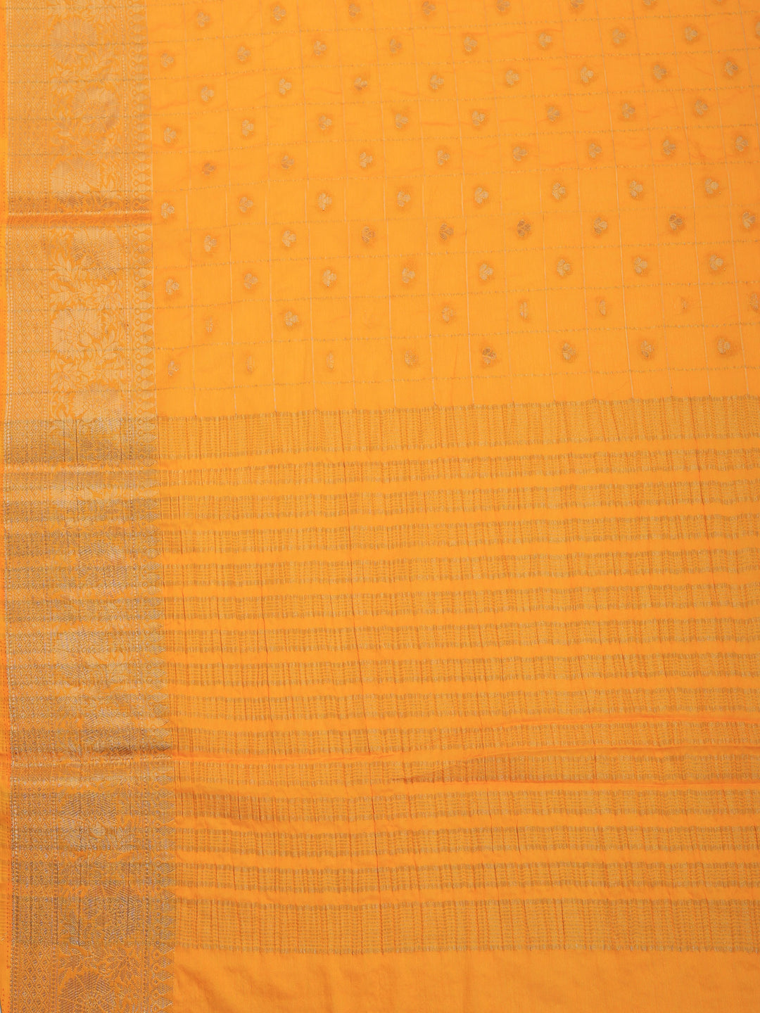 Yellow Zari Work Crepe Saree
