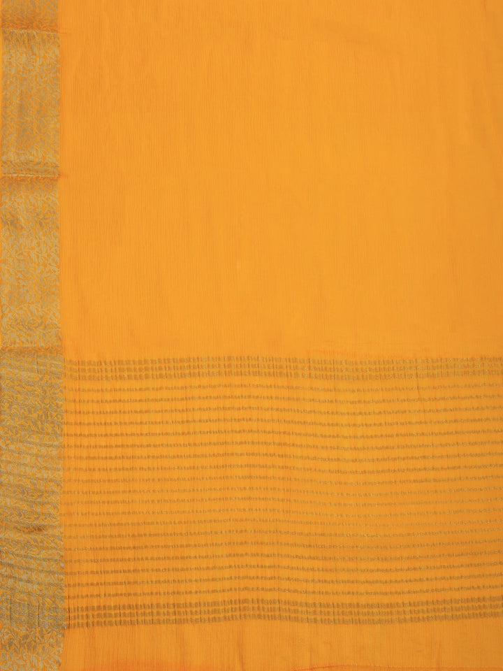 Mustard Zari Work Chiffon Saree