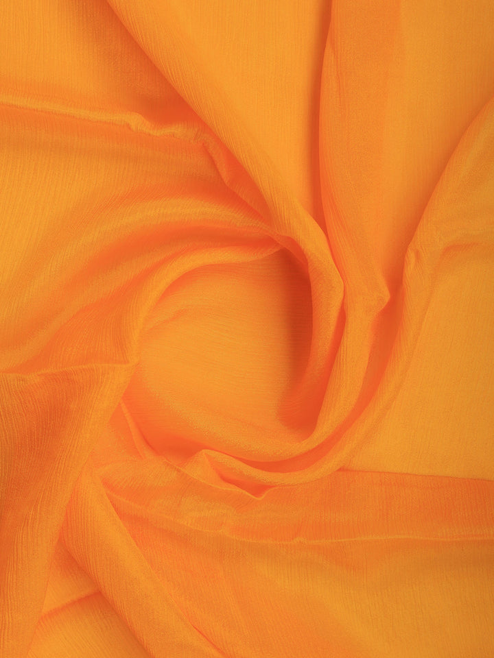 Mustard Zari Work Chiffon Saree