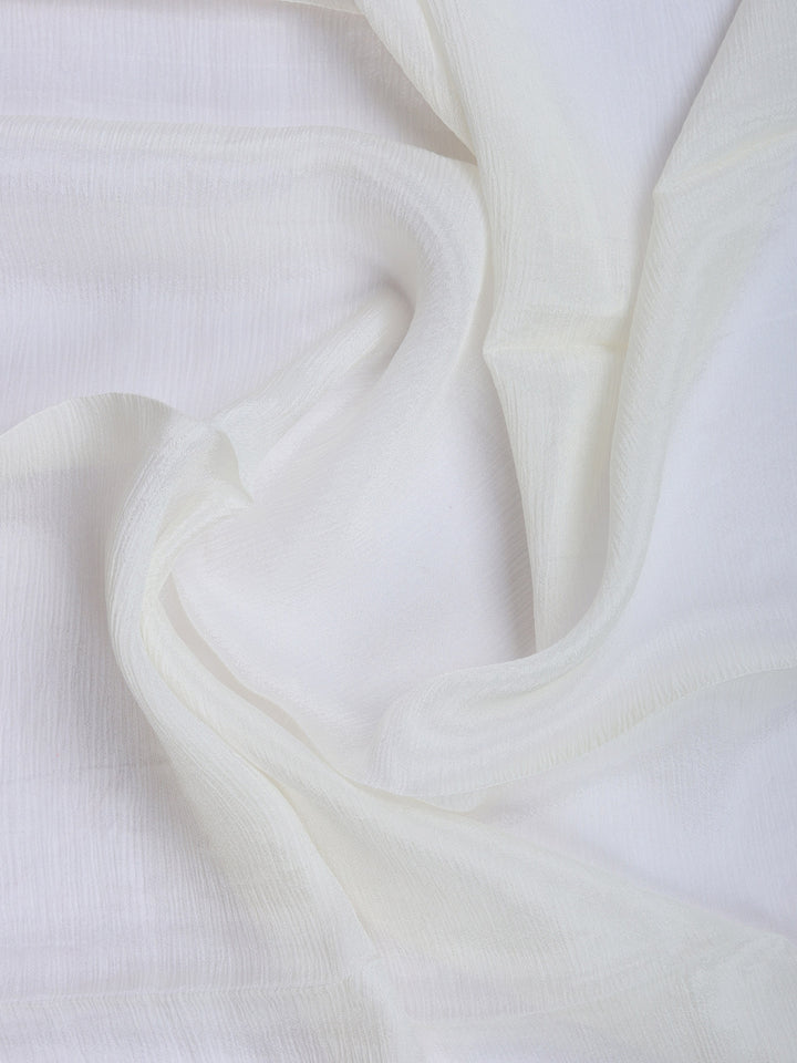 Off White Zari Work Chiffon Saree