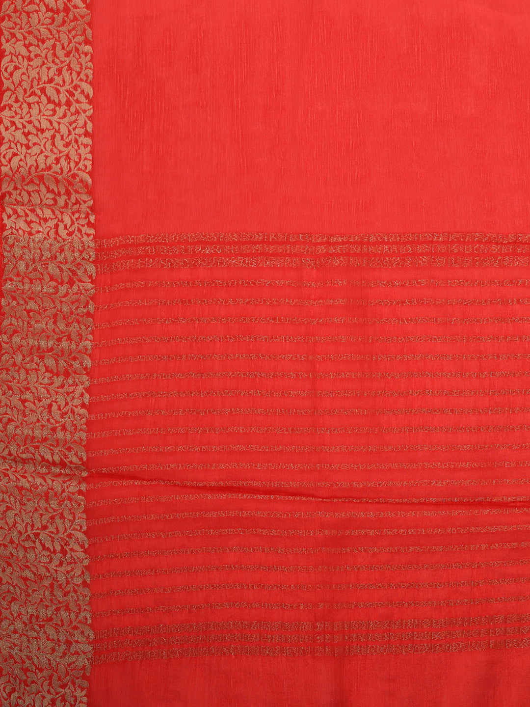 Red Zari Work Chiffon Saree