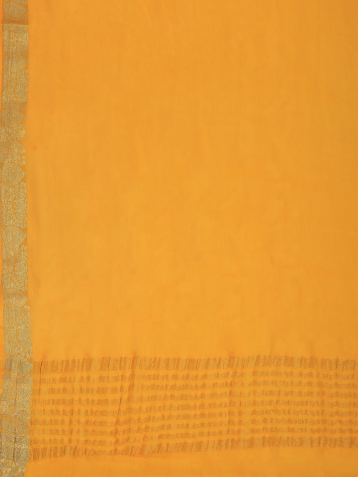 Yellow Zari Work Chiffon Saree