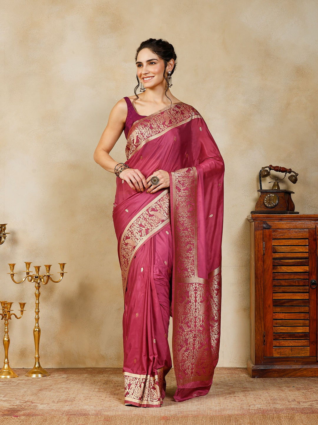 Lavender Woven Design Art Silk Saree