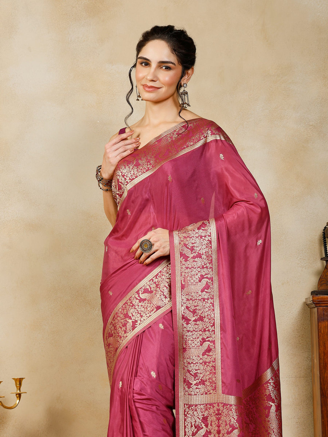 Lavender Woven Design Art Silk Saree