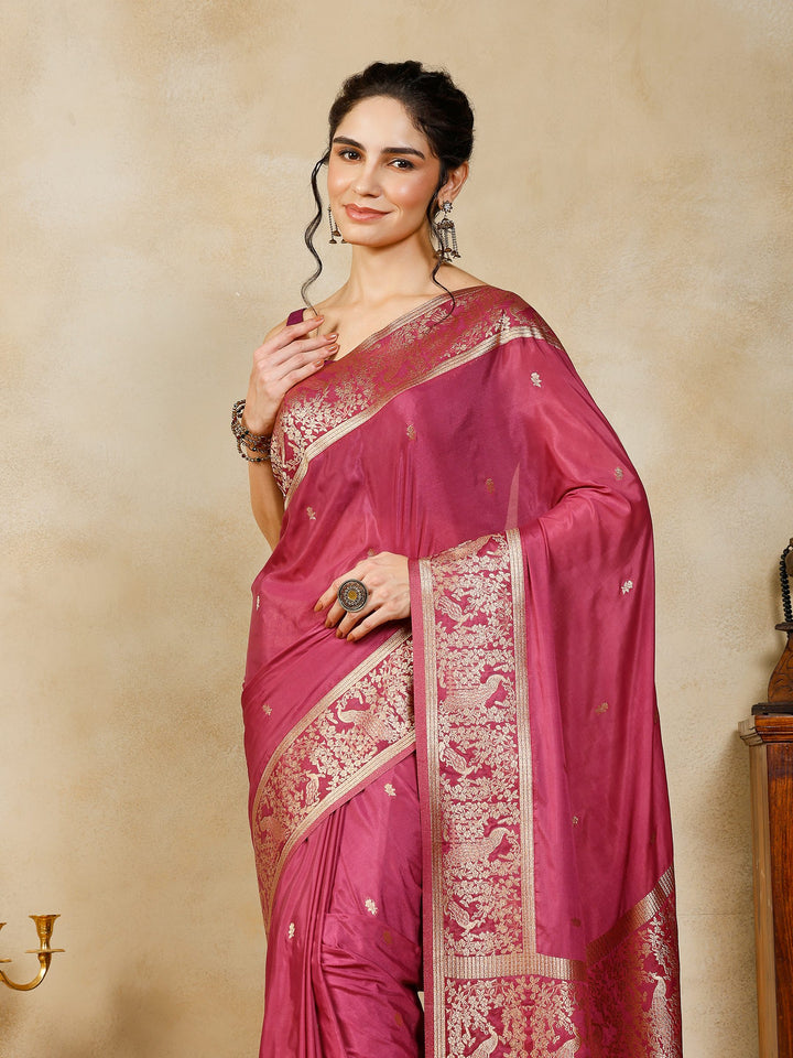 Lavender Woven Design Art Silk Saree