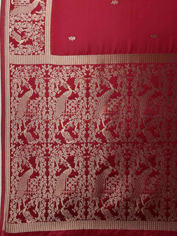 Magenta Woven Design Art Silk Saree