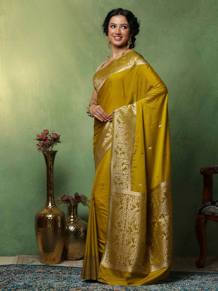 Mehndi Woven Design Art Silk Saree