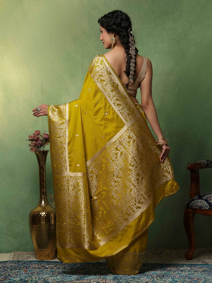 Mehndi Woven Design Art Silk Saree