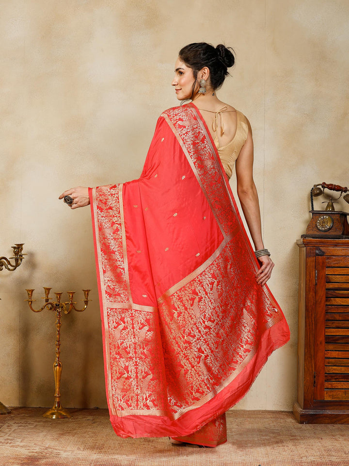 Peach Woven Design Art Silk Saree