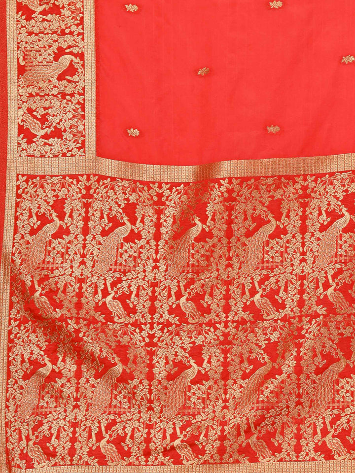 Peach Woven Design Art Silk Saree