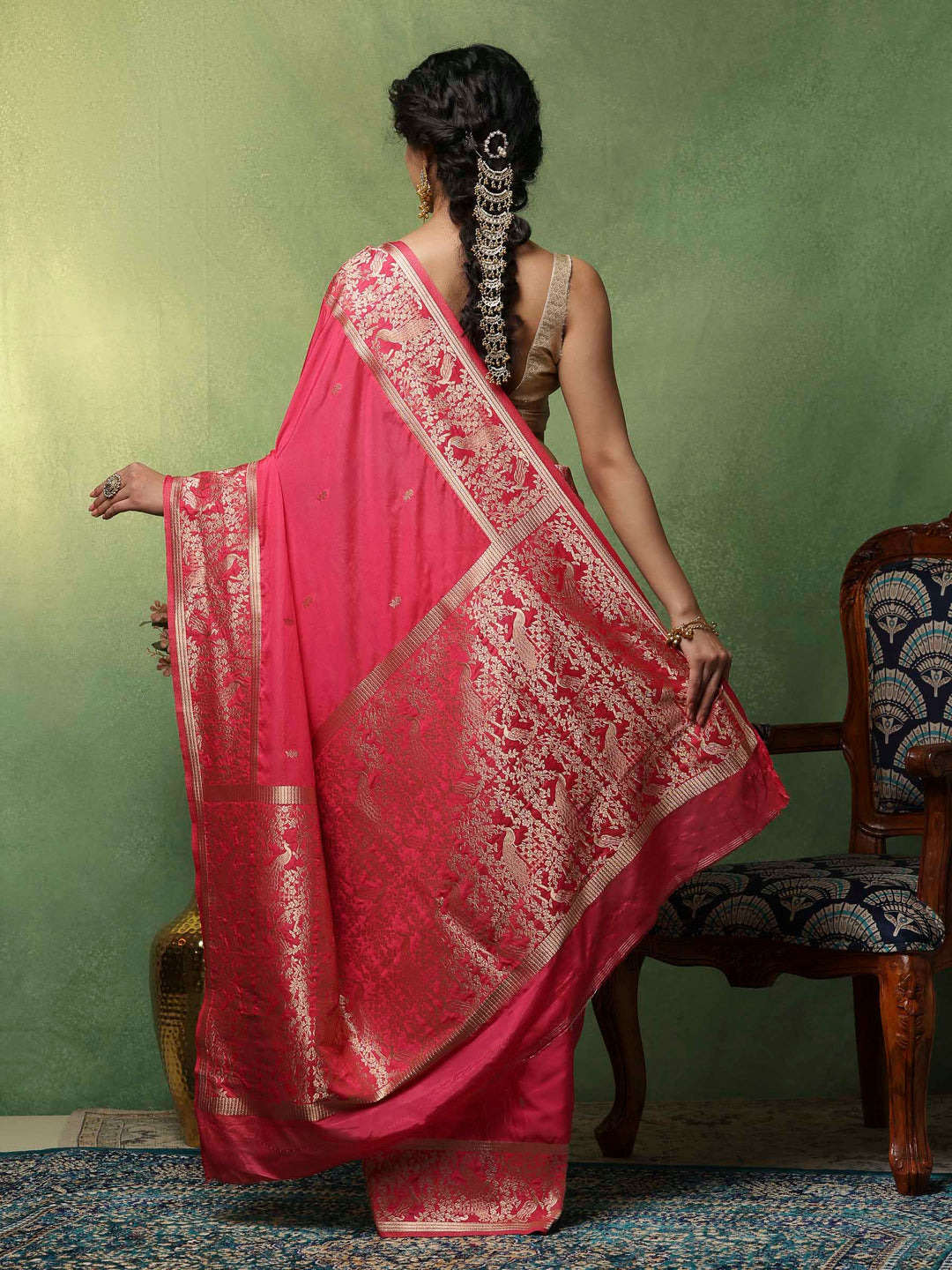 Pink Woven Design Art Silk Saree