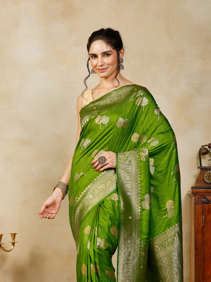 Green Woven Design Art Silk Saree